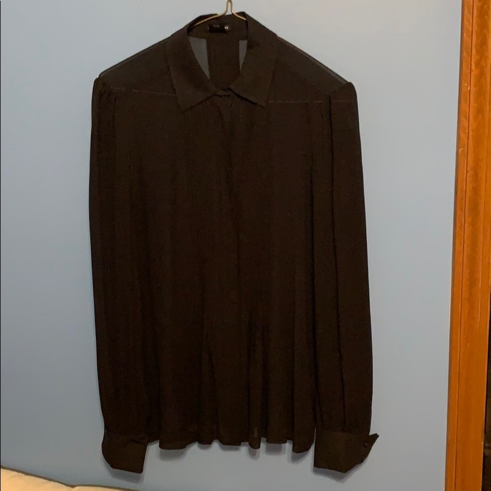 Club Monaco Sheer Silk Black Blouse